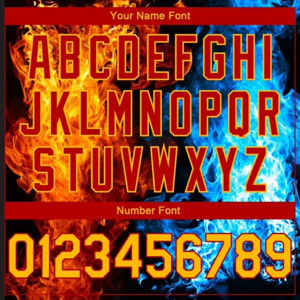 Custom Red Gold-Royal 3D Pattern Design Flame Authentic Basketball ...