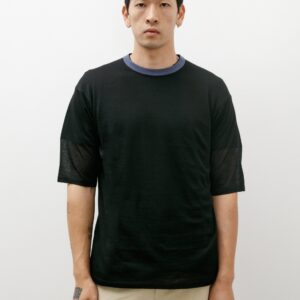 Hard Twist High Gauge Wool Silk Knit Black